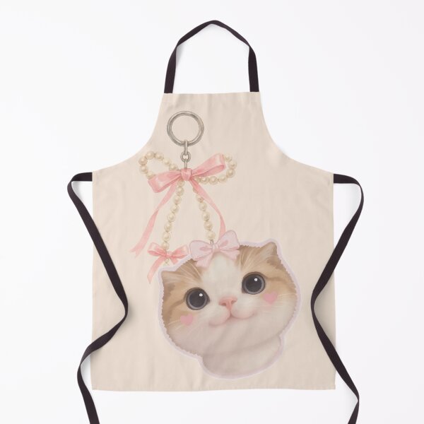Item preview, Blushy Kawaii Cat with Pink Bow & Pearl Charm designed and sold by InkRevolt.