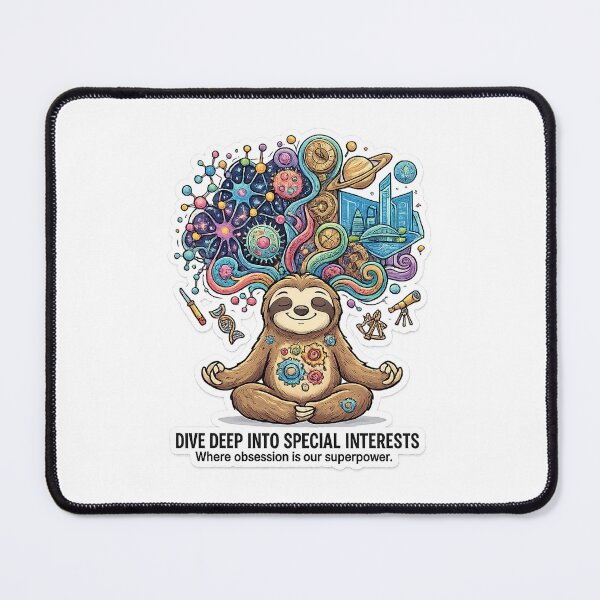 Item preview, Dive Deep Special Interests Neurodivergent Sloth designed and sold by ndmedia.