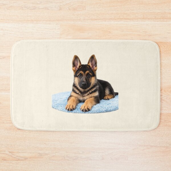 Item preview, Cute German Shepherd Puppy on Soft Blue Rug designed and sold by annenambiro.