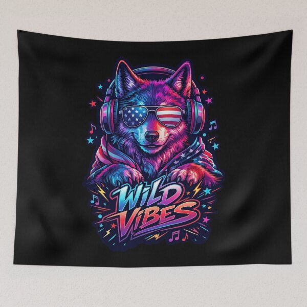 Item preview, Neon Wolf Wild Vibes Patriotic Sunglasses Headphones designed and sold by FREENATION2026.
