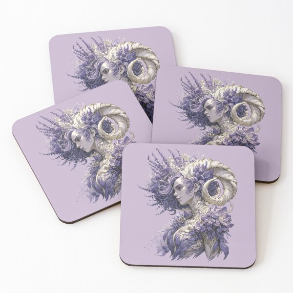 Item preview, Purple Floral Horned Goddess Fantasy Art designed and sold by MythicMood.