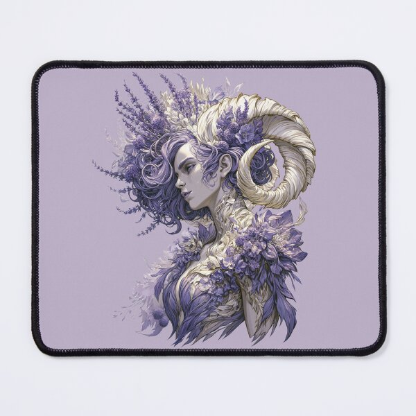 Item preview, Purple Floral Horned Goddess Fantasy Art designed and sold by MythicMood.