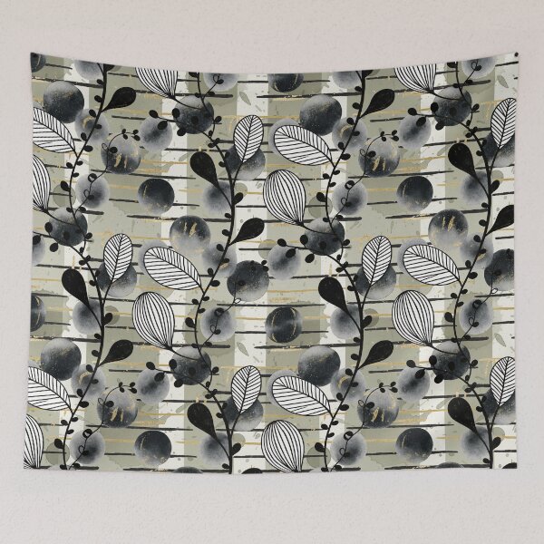 Item preview, Sage Contrast Watercolor & Ink Pattern designed and sold by wissal.studio.
