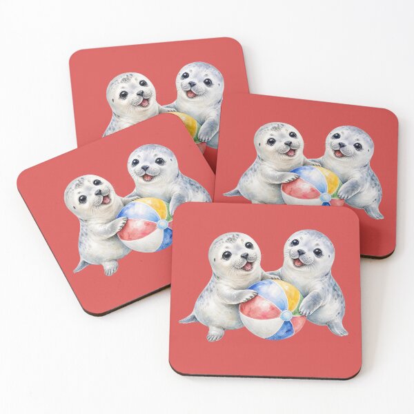 Item preview, Cute Baby Seals with Beach Ball - Watercolor Nursery Art designed and sold by PAPIRO SIGLO XXI.