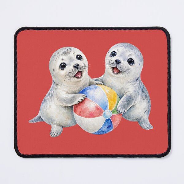 Item preview, Cute Baby Seals with Beach Ball - Watercolor Nursery Art designed and sold by PAPIRO SIGLO XXI.