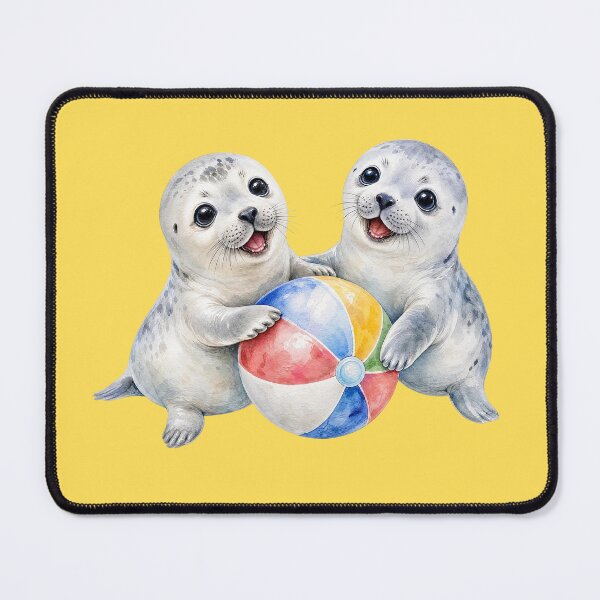 Item preview, Cute Baby Seals with Beach Ball - Watercolor Nursery Art designed and sold by PAPIRO SIGLO XXI.