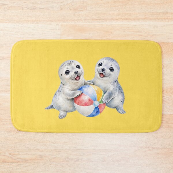 Item preview, Cute Baby Seals with Beach Ball - Watercolor Nursery Art designed and sold by PAPIRO SIGLO XXI.