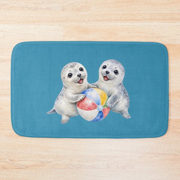 Item preview, Baby Seals with Beach Ball - Watercolor Nursery Art designed and sold by PAPIRO SIGLO XXI.