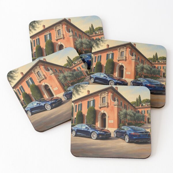 Item preview, Tesla Luxury Electric Cars in front of Tuscan Villa Painting designed and sold by UmSkelig834.