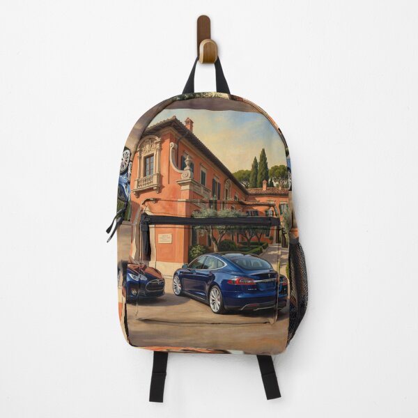 Item preview, Tesla Luxury Electric Cars in front of Tuscan Villa Painting designed and sold by UmSkelig834.