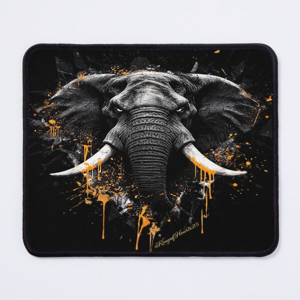 Item preview, Charging Elephant Tusks Ink Splatter Art designed and sold by KingofHearts25.
