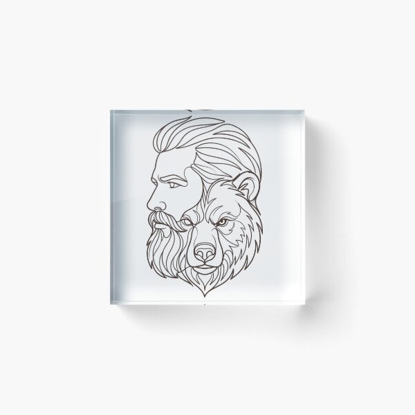 Item preview, Bearded Man and Bear Face Minimalist Line Art designed and sold by Woof-zil.