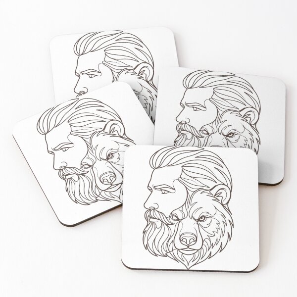 Item preview, Bearded Man and Bear Face Minimalist Line Art designed and sold by Woof-zil.