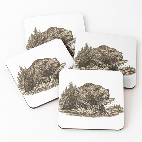 Item preview, Grizzly Bear Catching Salmon designed and sold by KrungiT Design .