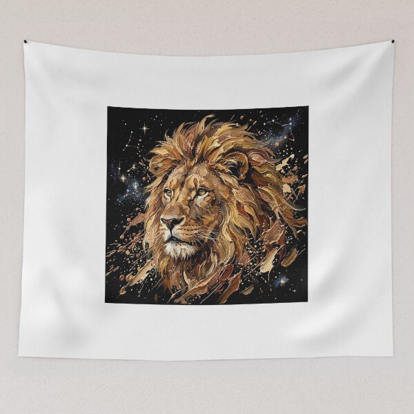 Item preview, Golden Majestic Lion Art - Abstract Impasto Celestial King designed and sold by SupernovaNote.