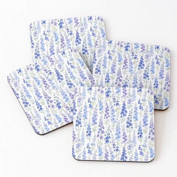 Item preview, Blue Larkspur Delphinium Watercolor Garden Seamless Pattern designed and sold by Inkworksbyshery.