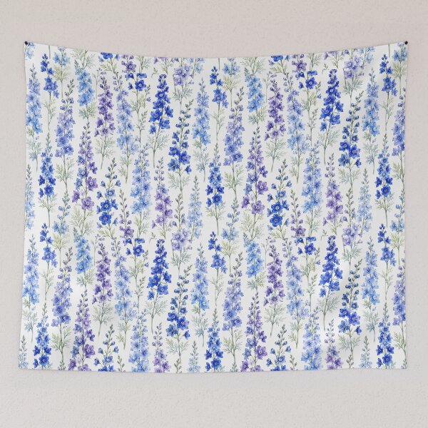 Item preview, Blue Larkspur Delphinium Watercolor Garden Seamless Pattern designed and sold by Inkworksbyshery.