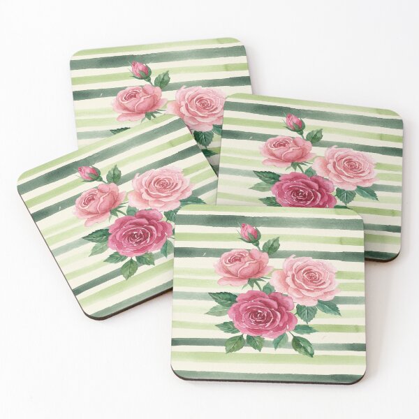 Item preview, Cottagecore Rose and Sage Stripes Pattern designed and sold by wissal.studio.
