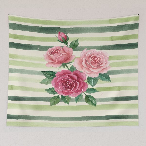 Item preview, Cottagecore Rose and Sage Stripes Pattern designed and sold by wissal.studio.