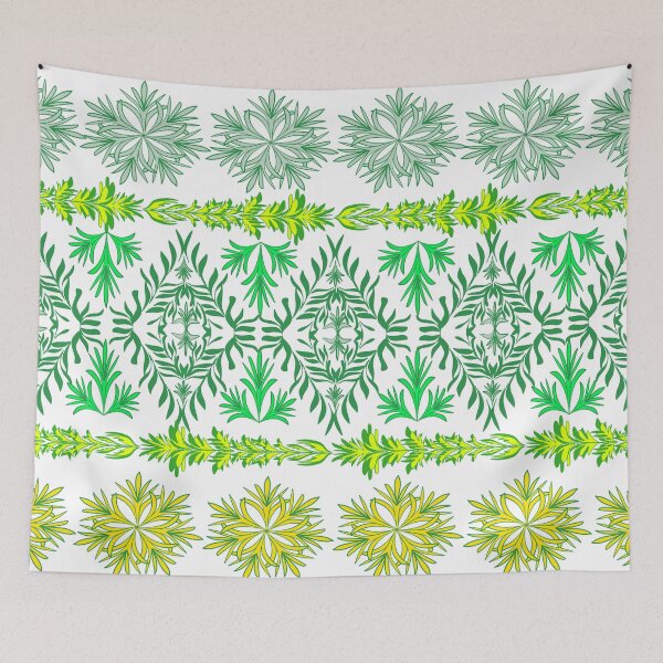 Item preview, Seamless Green Botanical Ornament Pattern with Floral Elements designed and sold by Ei-Ei.