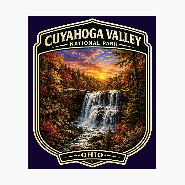 Item preview, Cuyahoga Valley National Park Badge Sticker | Brandywine Falls Bigfoot Art designed and sold by Swanny's Custom T-shirt and Gift Designs.