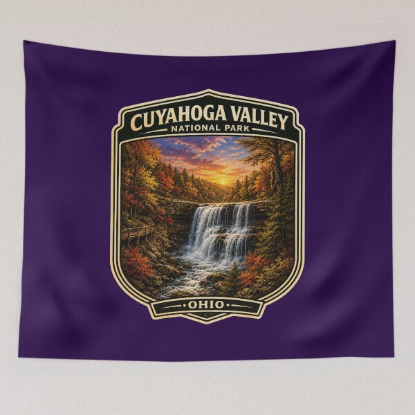 Item preview, Cuyahoga Valley National Park Badge Sticker | Brandywine Falls Bigfoot Art designed and sold by Swanny's Custom T-shirt and Gift Designs.
