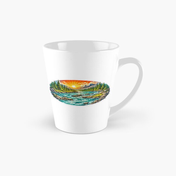 Item preview, Beautifule sunset Mountain River Landscape Sticker Art designed and sold by ShadowSketch-HP.