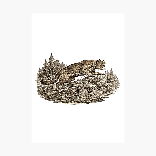 Item preview, Mountain Lion Climbing Rocks designed and sold by KrungiT Design .