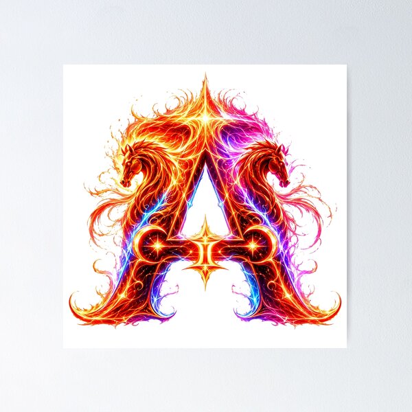 Item preview, Emberhoof Horse-Gemini Flame Letter A designed and sold by BlissBlvdShop.