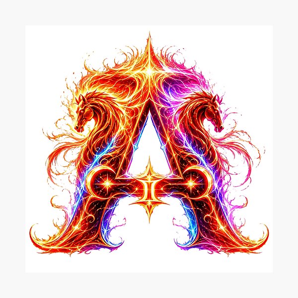 Item preview, Emberhoof Horse-Gemini Flame Letter A designed and sold by BlissBlvdShop.