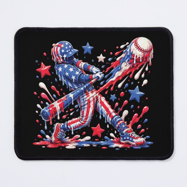 Item preview, Patriotic American Flag Dripping Paint Baseball Player Batter Melted Splash Art designed and sold by StanaLuis.