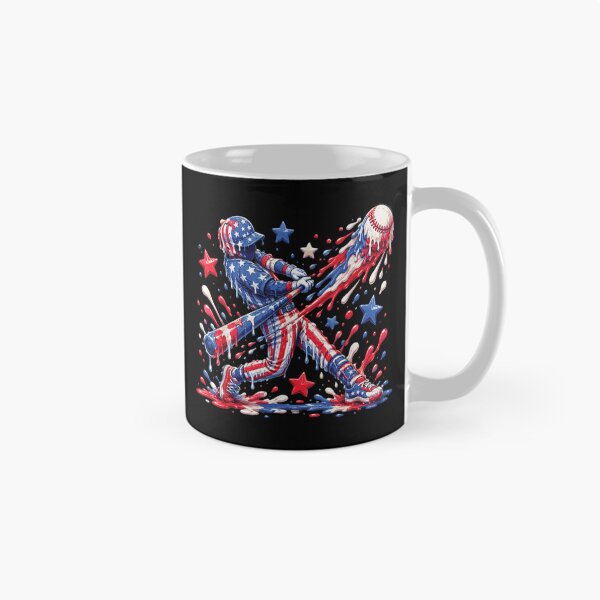Item preview, Patriotic American Flag Dripping Paint Baseball Player Batter Melted Splash Art designed and sold by StanaLuis.