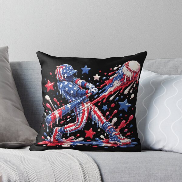 Item preview, Patriotic American Flag Dripping Paint Baseball Player Batter Melted Splash Art designed and sold by StanaLuis.