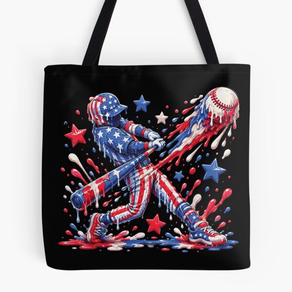 Item preview, Patriotic American Flag Dripping Paint Baseball Player Batter Melted Splash Art designed and sold by StanaLuis.