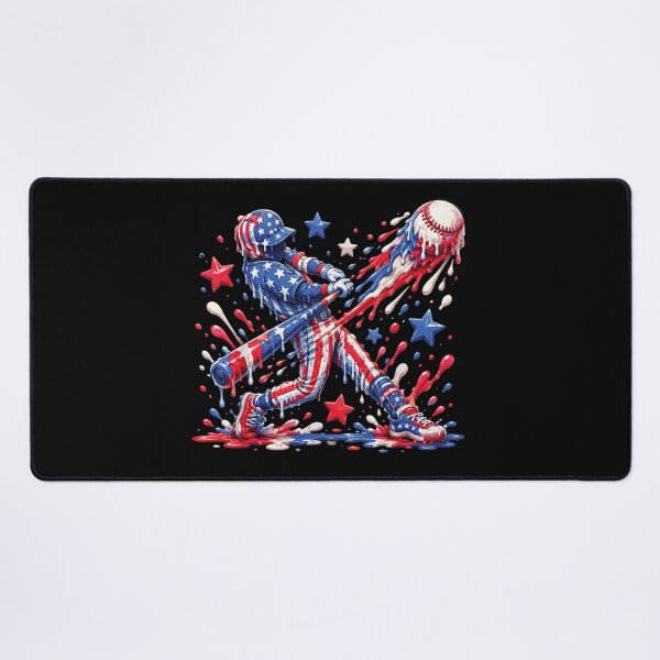 Item preview, Patriotic American Flag Dripping Paint Baseball Player Batter Melted Splash Art designed and sold by StanaLuis.