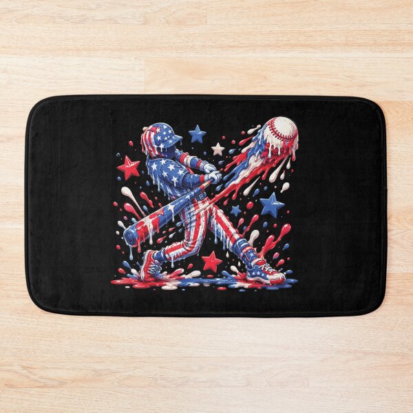 Item preview, Patriotic American Flag Dripping Paint Baseball Player Batter Melted Splash Art designed and sold by StanaLuis.