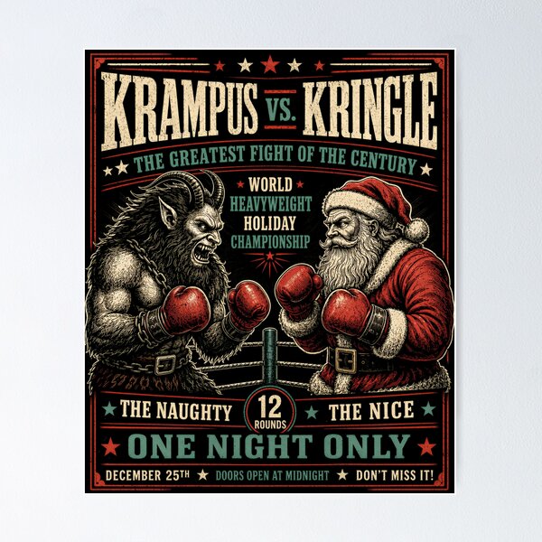 Item preview, Krampus vs Kringle Holiday Boxing Match designed and sold by Victor Shadehorn.