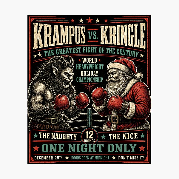 Item preview, Krampus vs Kringle Holiday Boxing Match designed and sold by Victor Shadehorn.