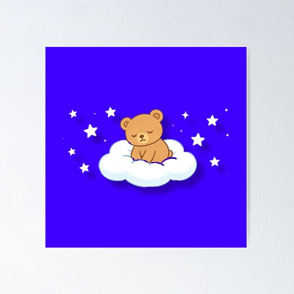 Item preview, Cute Baby Bear Sleeping on Cloud with Stars – Sweet Dream Design designed and sold by MarZeDesigns .