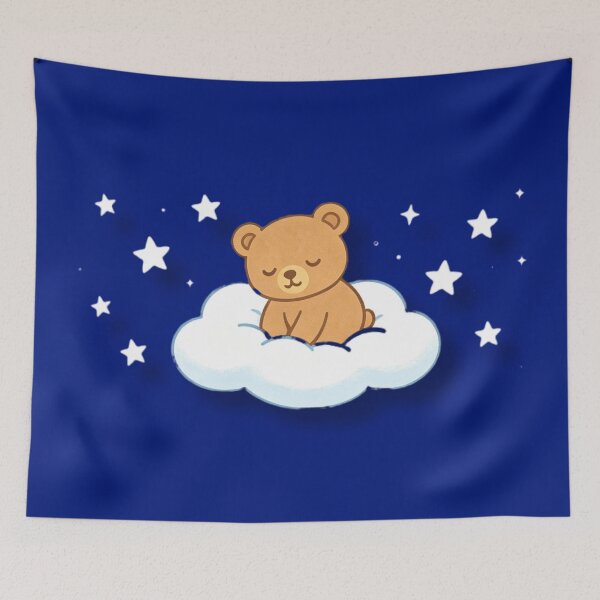 Item preview, Cute Baby Bear Sleeping on Cloud with Stars – Sweet Dream Design designed and sold by MarZeDesigns .