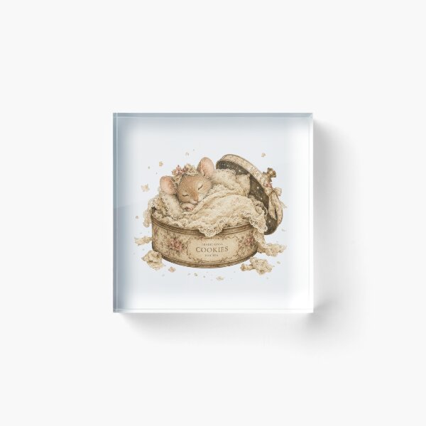 Item preview, Cute Mouse Sleeping Vintage Cookie Tin Coquette Aesthetic designed and sold by AQUILAKREO.