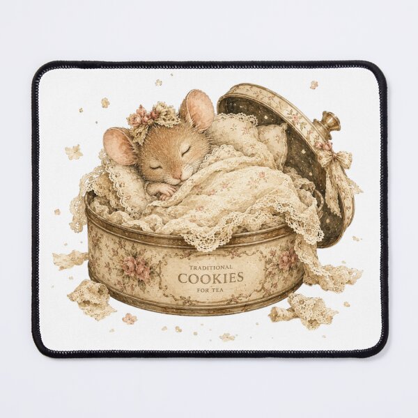Item preview, Cute Mouse Sleeping Vintage Cookie Tin Coquette Aesthetic designed and sold by AQUILAKREO.