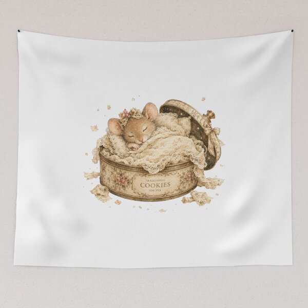 Item preview, Cute Mouse Sleeping Vintage Cookie Tin Coquette Aesthetic designed and sold by AQUILAKREO.