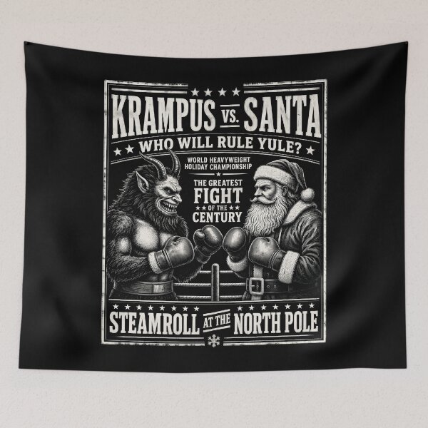 Item preview, Krampus vs Santa North Pole Fight Poster designed and sold by Victor Shadehorn.