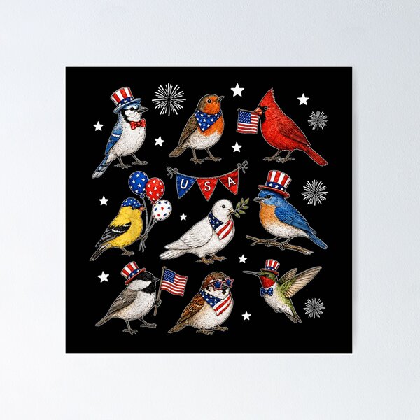 Item preview, Cute Patriotic American Birds Vintage 4th Of July Red White Blue designed and sold by StanaLuis.