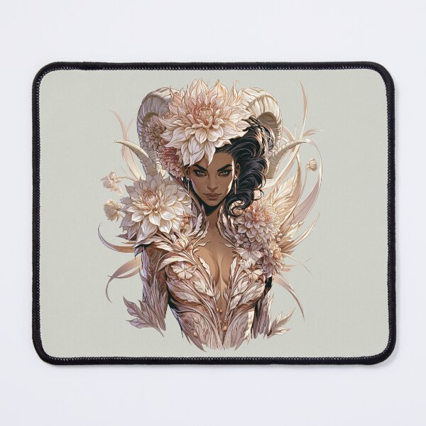 Item preview, Ivory Floral Horned Goddess Fantasy Art designed and sold by MythicMood.