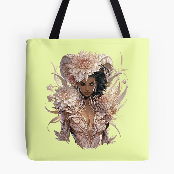 Item preview, Ivory Floral Horned Goddess Fantasy Art designed and sold by MythicMood.