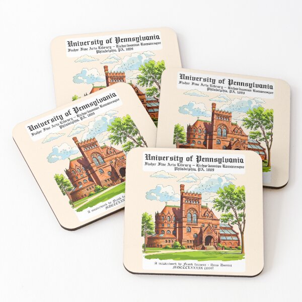 Artikelvorschau, University of Pennsylvania Fisher Fine Arts Library Richardsonian Romanesque Architecture Illustration entworfen und verkauft von EvergreenPark - Tee Studio.