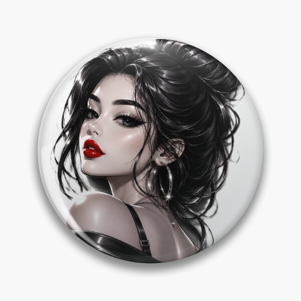 Item preview, Luxury Black & White Woman with Red Lips – Glossy 3D Fashion Sticker designed and sold by AstraDrip Studio.