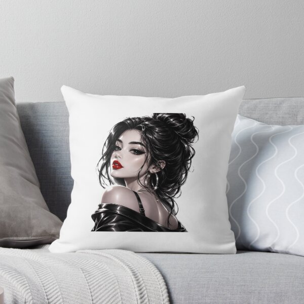 Item preview, Luxury Black & White Woman with Red Lips – Glossy 3D Fashion Sticker designed and sold by AstraDrip Studio.